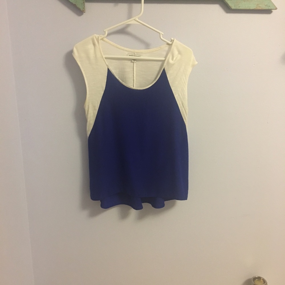 White and navy t-shirt , size small , baggy feel
